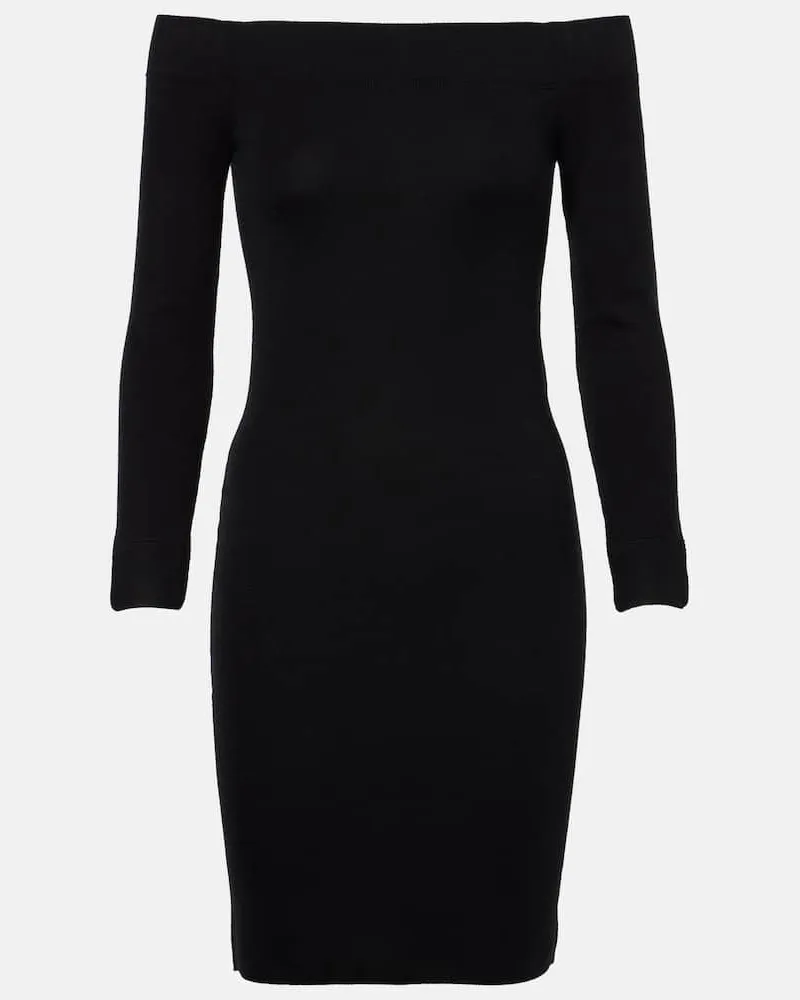 Tom Ford Off-Shoulder-Minikleid aus Kaschmir und Seide Schwarz