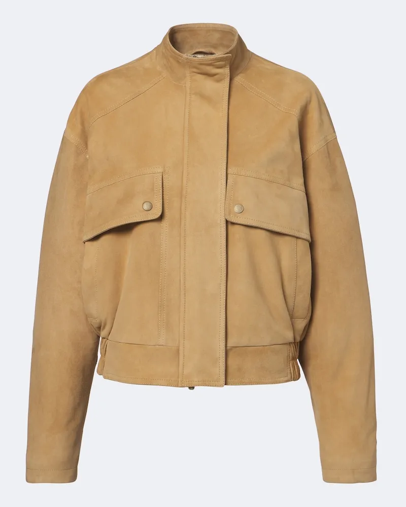 Eleventy Bomberjacke aus Veloursleder Beige