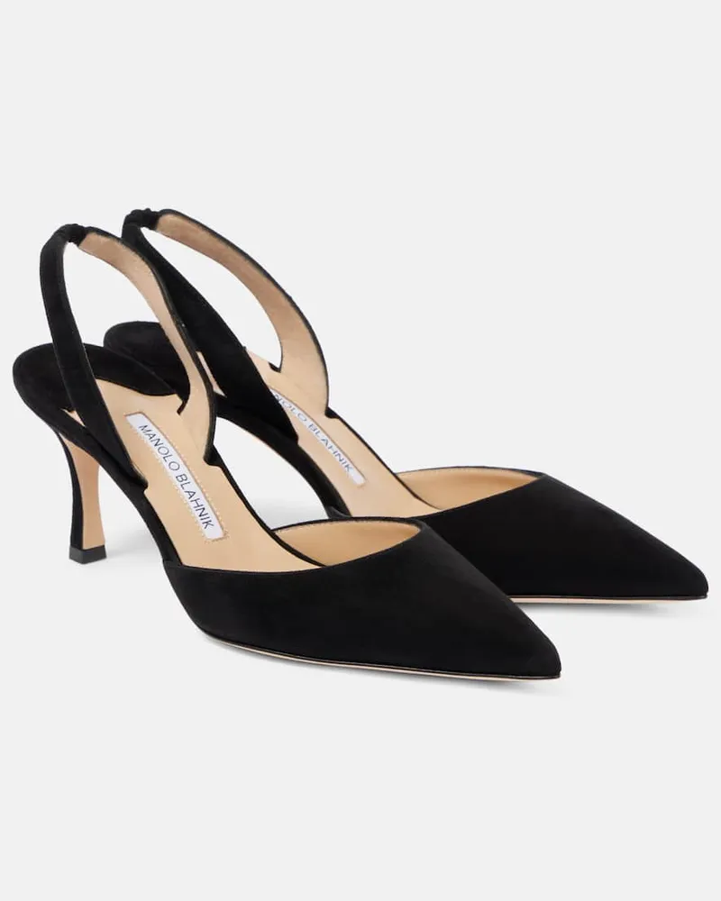 Manolo Blahnik Slingback-Pumps Carolyne 70 aus Veloursleder Schwarz
