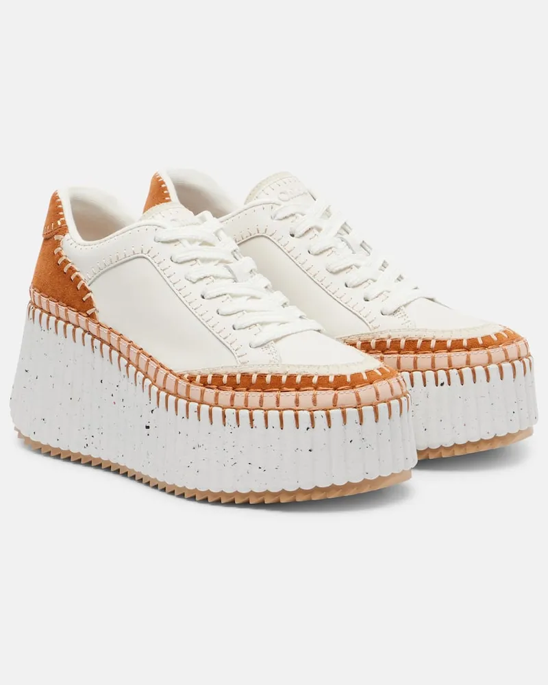 Chloé Chloé Plateau-Sneakers aus Leder Weiß