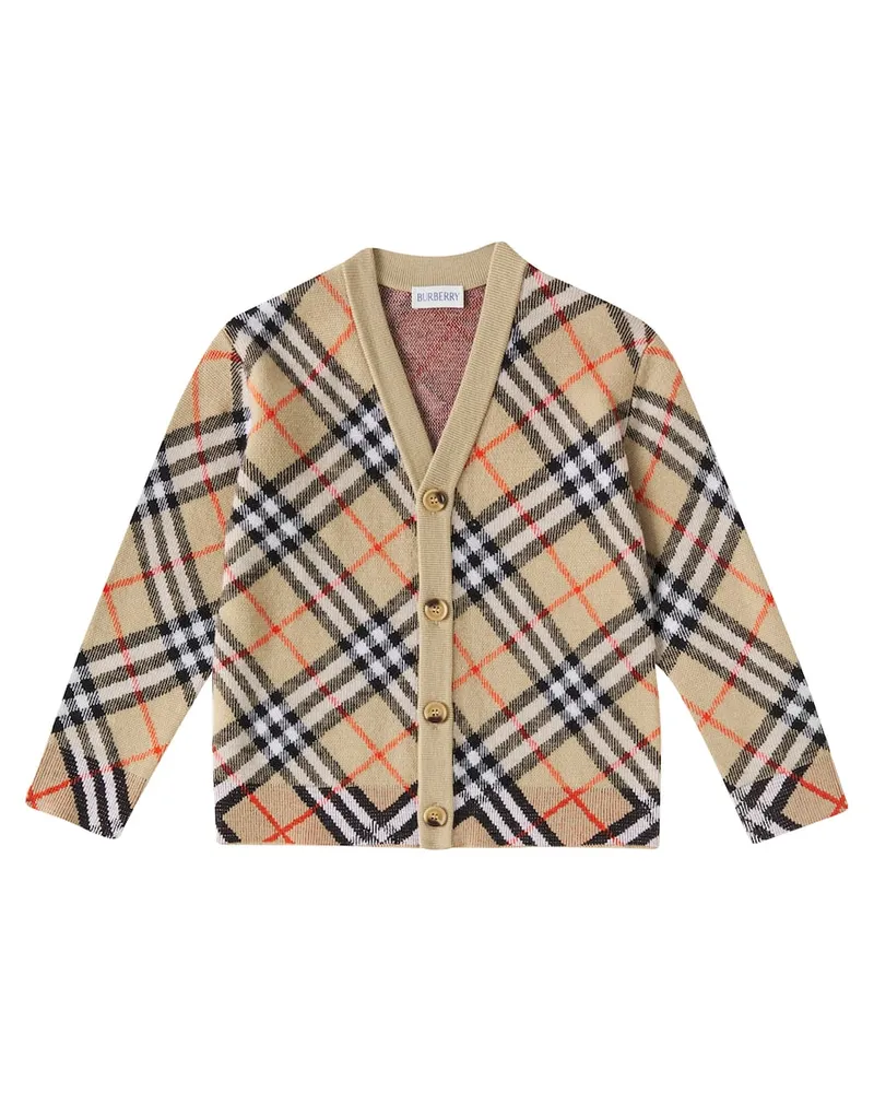 Burberry Cardigan Burberry Check aus Wolle Beige