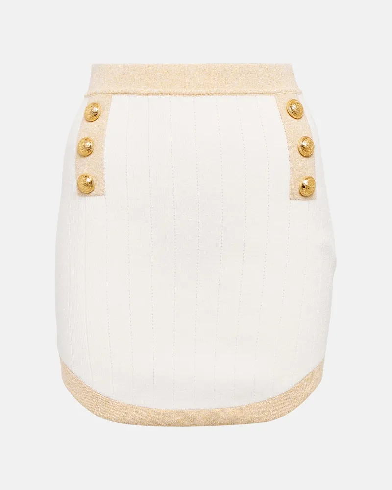 Balmain Minirock aus Strick Weiß