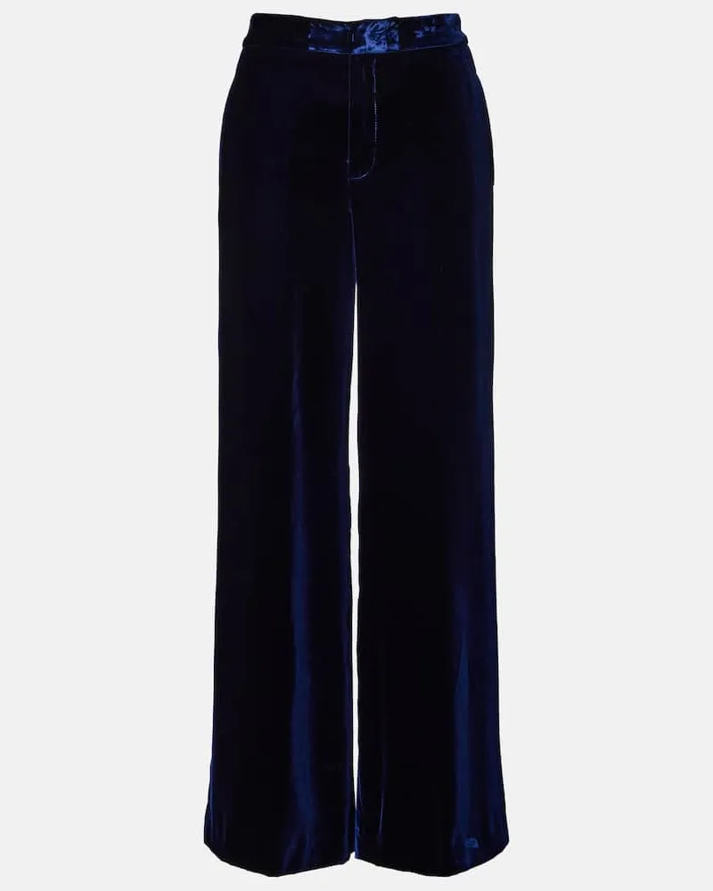 Etro Weite Hose aus Samt Blau