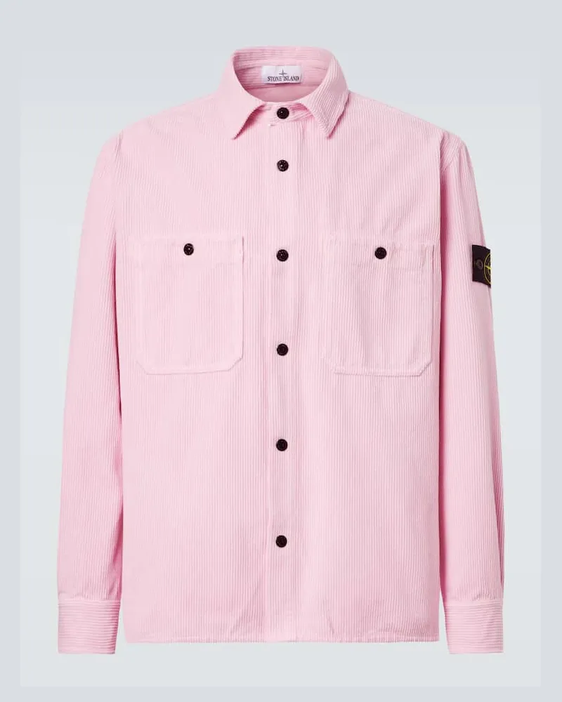 Stone Island Hemdjacke Compass aus Baumwoll-Cord Rosa