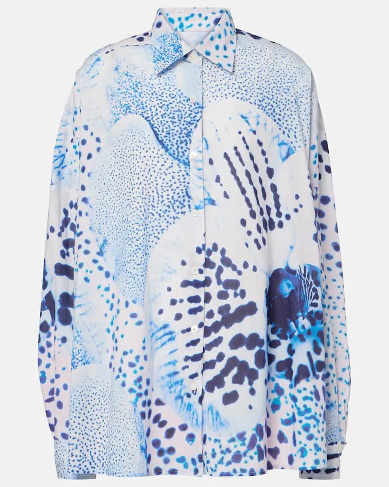 Dries van Noten Bedrucktes Hemd aus Baumwolle Blau