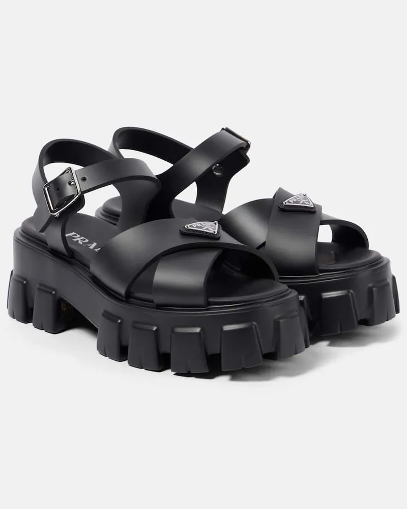 Prada Plateausandalen Monolith Schwarz