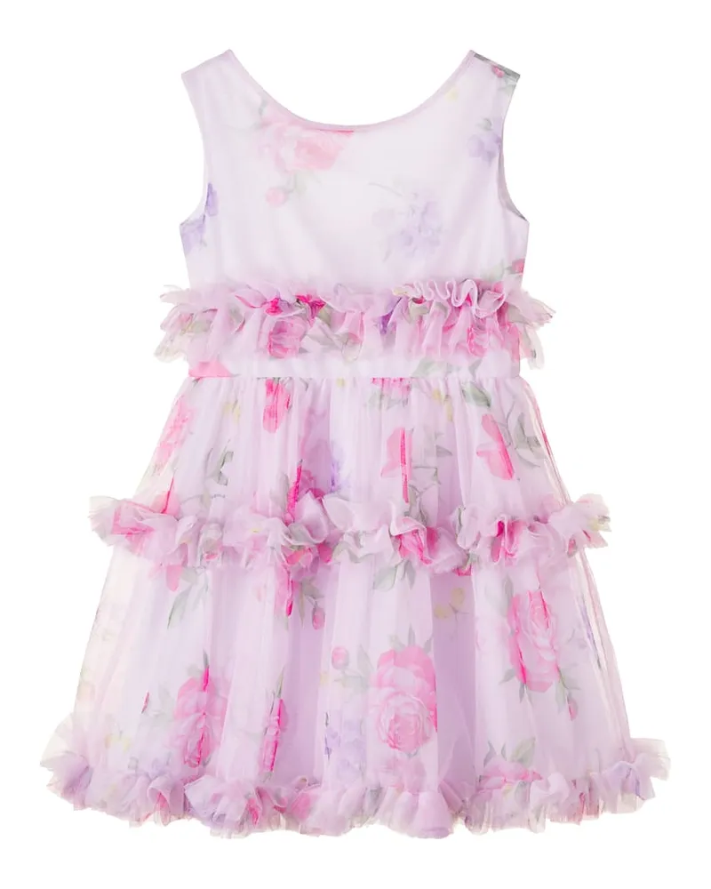 Monnalisa Bedrucktes Kleid aus Tüll Rosa