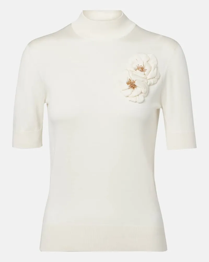 Dolce & Gabbana Verziertes Top aus Seide Weiß