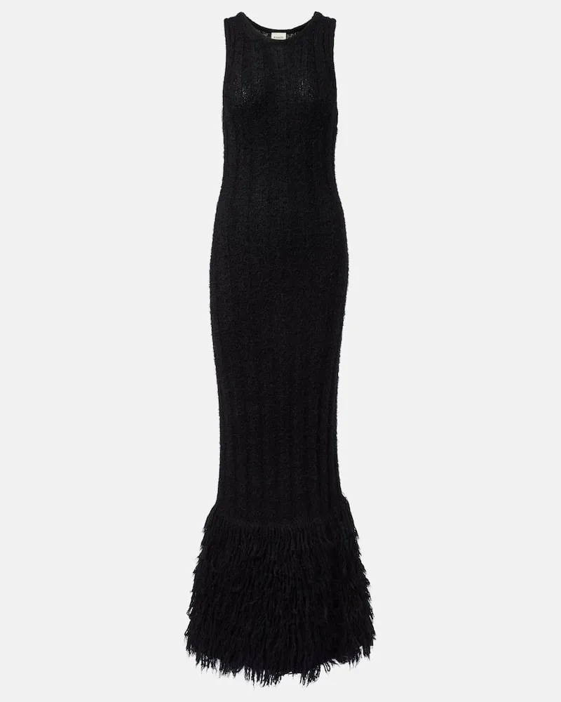 KHAITE Maxikleid Fiore aus Seide und Kaschmir Schwarz