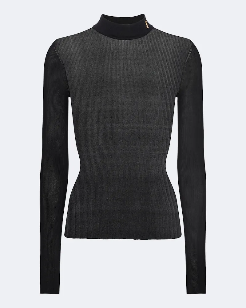 Saint Laurent Verziertes Top aus Seide Schwarz