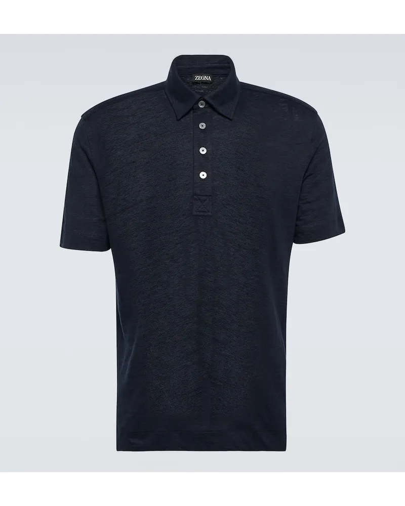 Ermenegildo Zegna Polohemd aus Leinen Blau