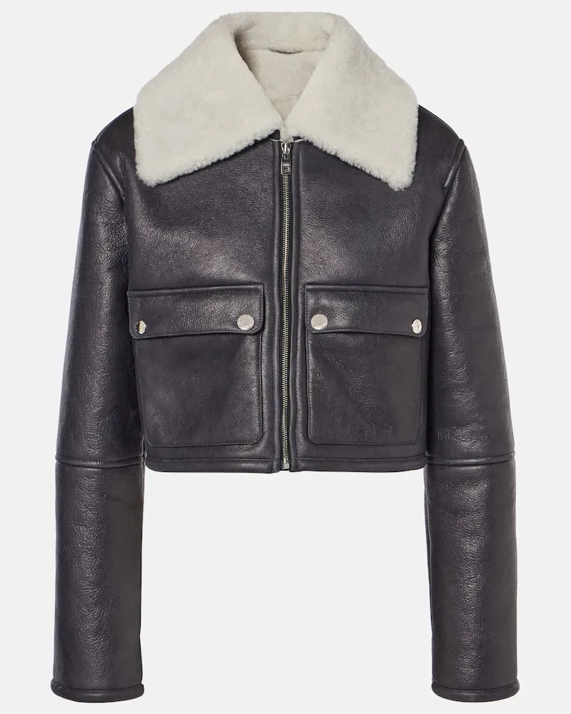 Dolce & Gabbana Cropped-Lederjacke mit Shearling Schwarz