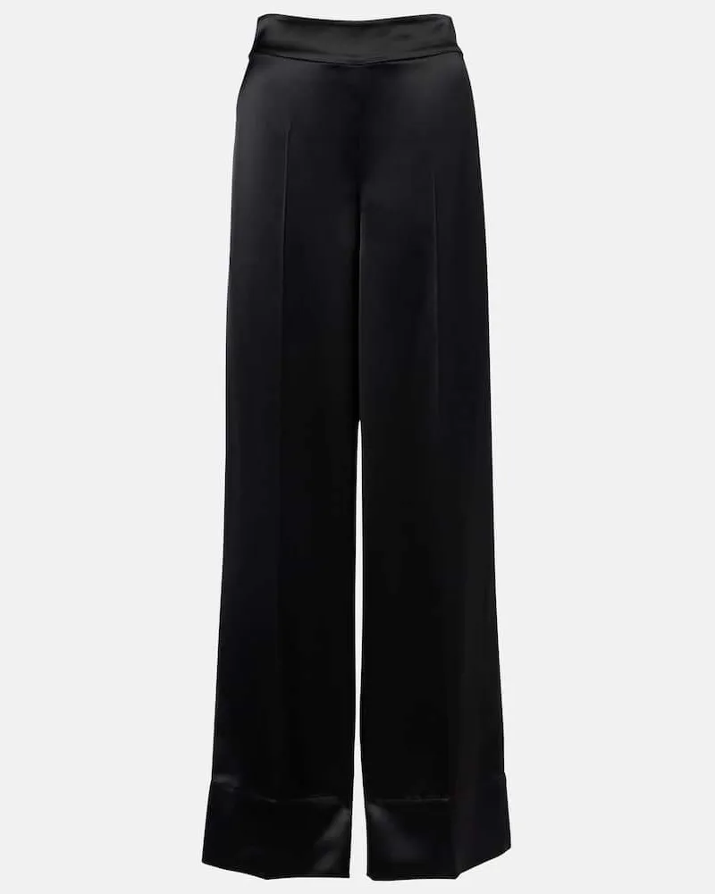 Joseph Weite Hose Dijon aus Satin Schwarz