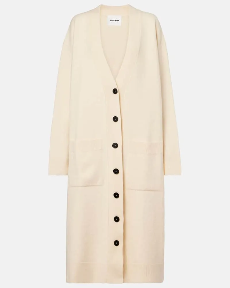 Jil Sander Cardigan aus Wolle Weiß