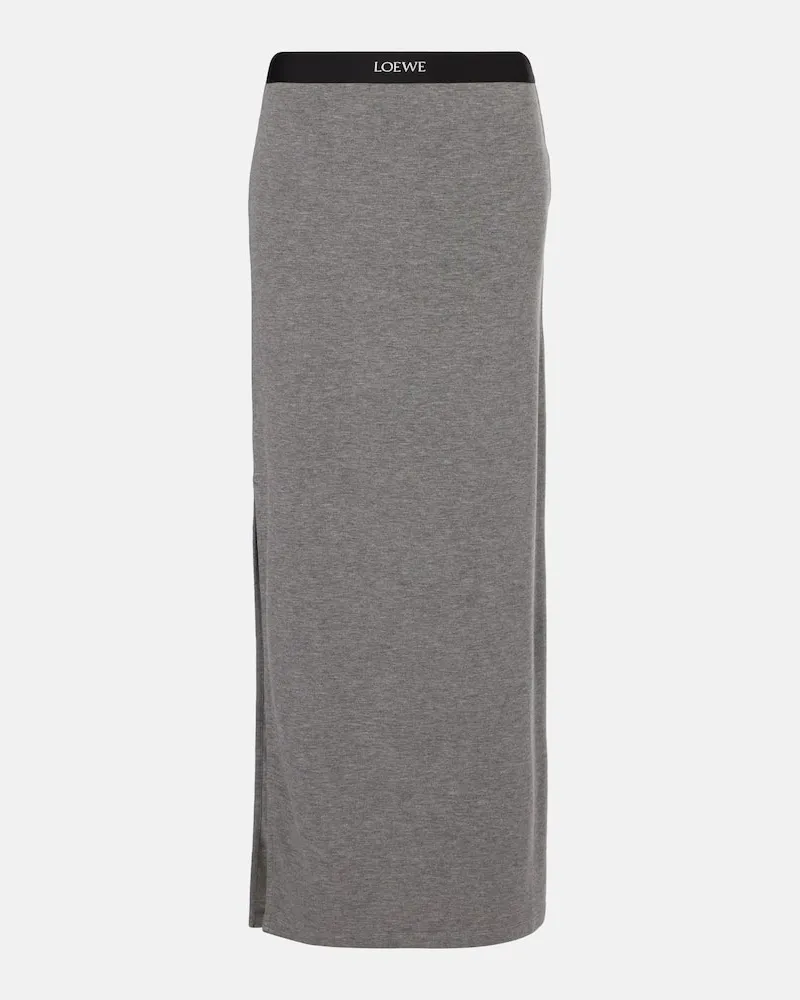 Loewe Maxirock Anagram aus Strick Grau