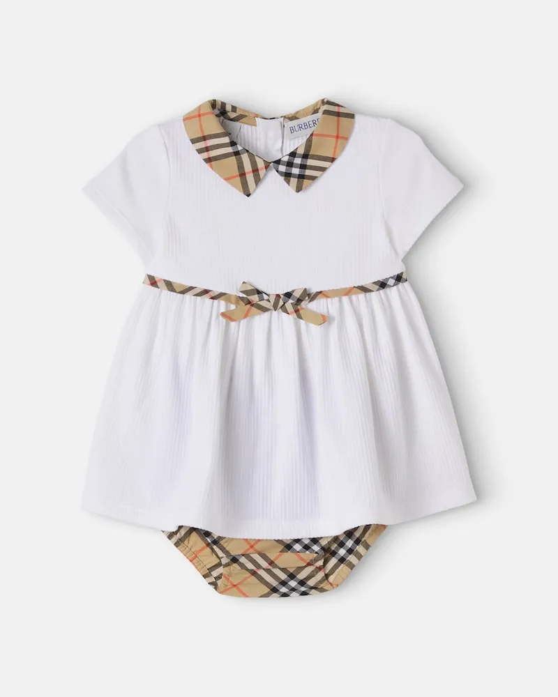 Burberry Baby Set Kleid und Höschen Burberry Check Weiß