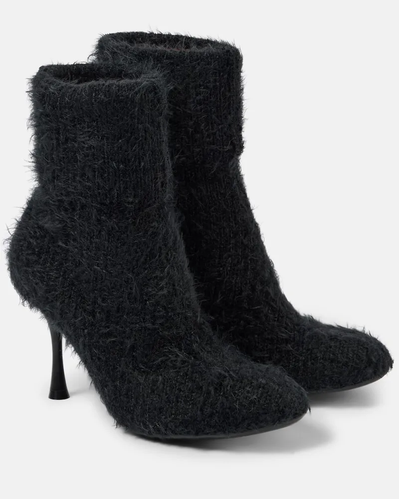 Gianvito Rossi Ankle Boots Finny aus Strick Schwarz