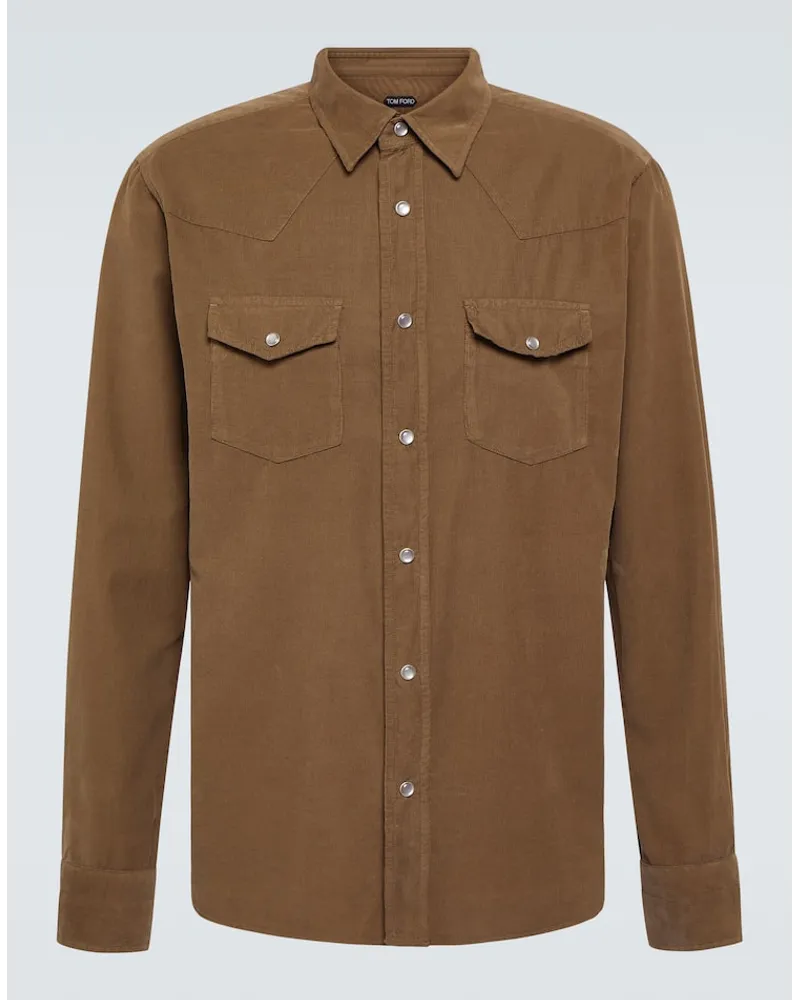 Tom Ford Hemd aus Baumwoll-Cord Braun