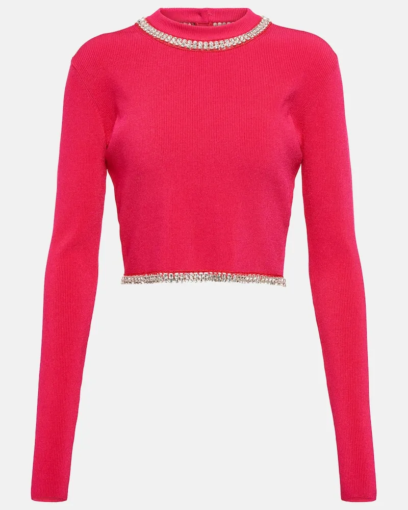 Paco Rabanne Verziertes Top aus Rippstrick Pink