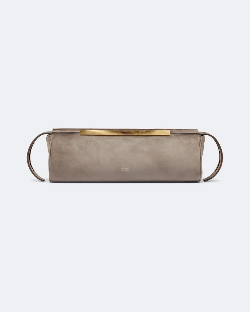 KHAITE Clutch Donna aus Veloursleder Grau