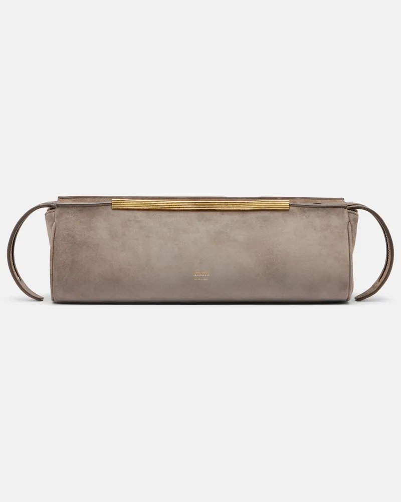KHAITE Clutch Donna aus Veloursleder Grau