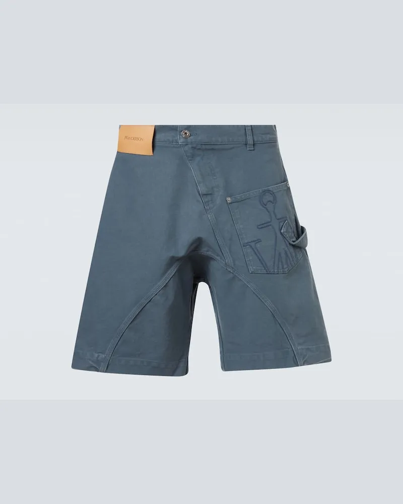 J.W.Anderson Bermuda-Shorts Twisted aus Baumwoll-Canvas Blau