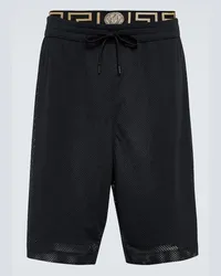 Versace Shorts Greca Border aus Mesh Schwarz