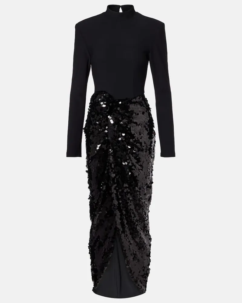 ROTATE Birger Christensen Maxikleid mit Pailletten Schwarz