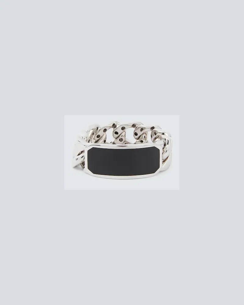 SHAY Ring ID Link aus 18kt Weißgold mit Onyx Metallic