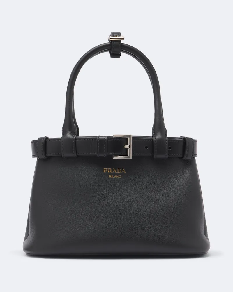 Prada Henkeltasche Prada Buckle Small aus Leder Schwarz