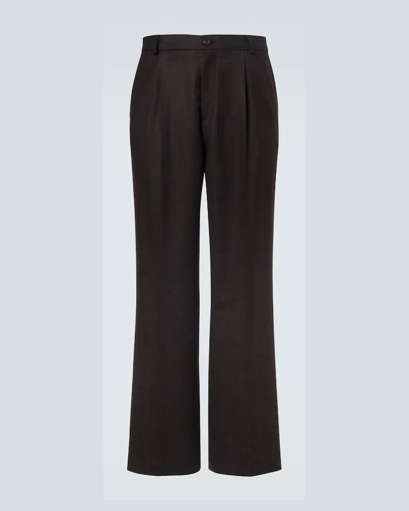 Dries van Noten Weite Hose aus Wollflanell Braun