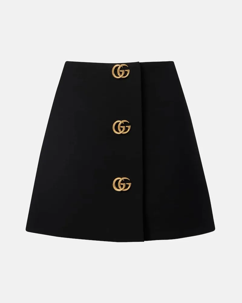 Gucci Minirock Double G aus Woll-Crêpe Schwarz