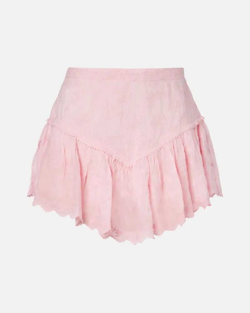 Isabel Marant Bestickte Shorts aus Baumwolle und Seide Rosa