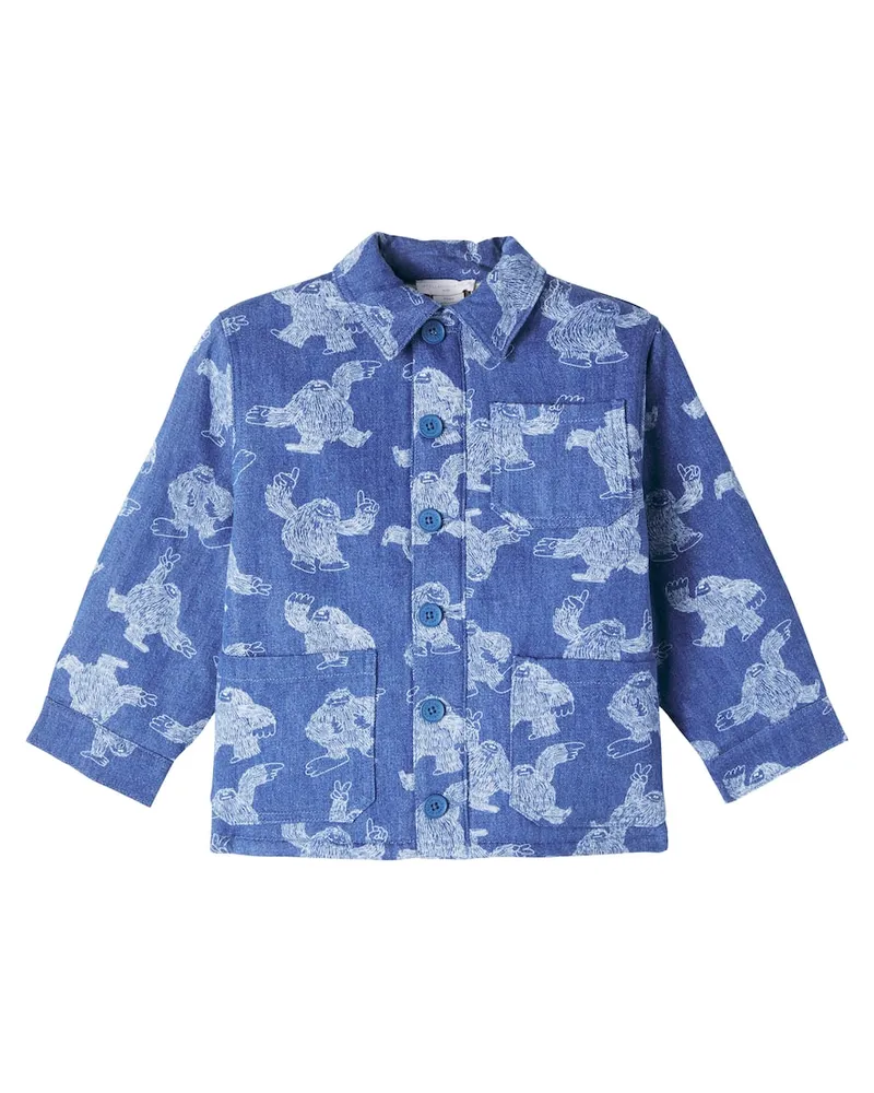 Stella McCartney Kids Bedruckte Jeansjacke Blau