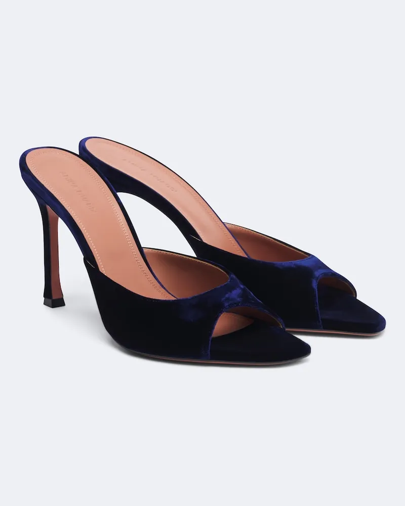 Amina Muaddi Mules Alexa aus Samt Blau