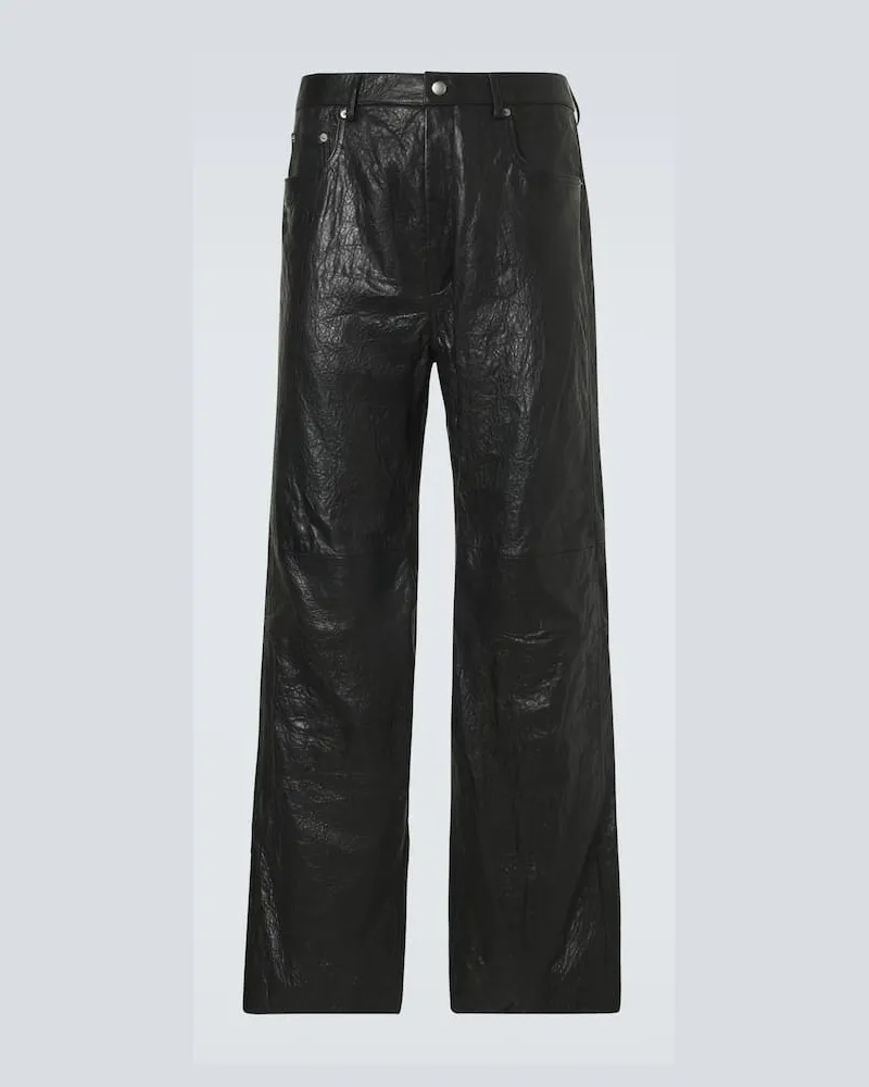 Rick Owens Wide-Leg Jeans aus Leder Schwarz