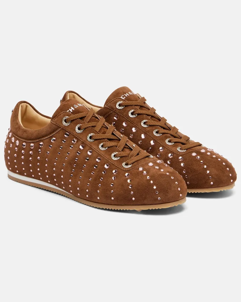 Mach & Mach Sneakers Ballet Runner aus Veloursleder mit Kristallen Braun