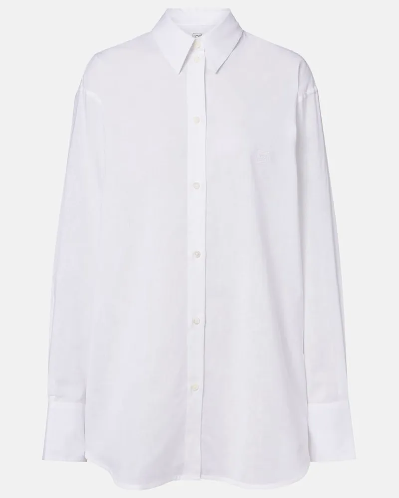 Totême Oversize-Hemd aus Baumwolle und Leinen Weiß