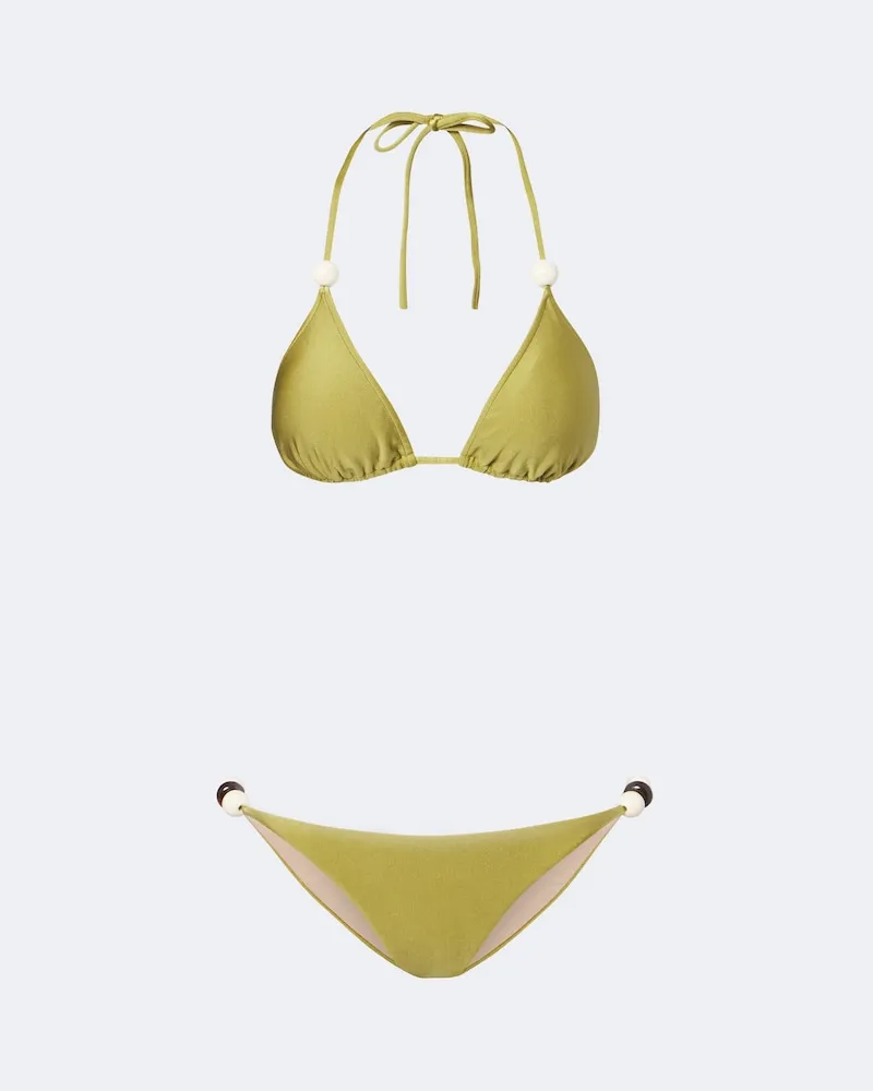 Adriana Degreas Bikini mit Zierperlen Grün