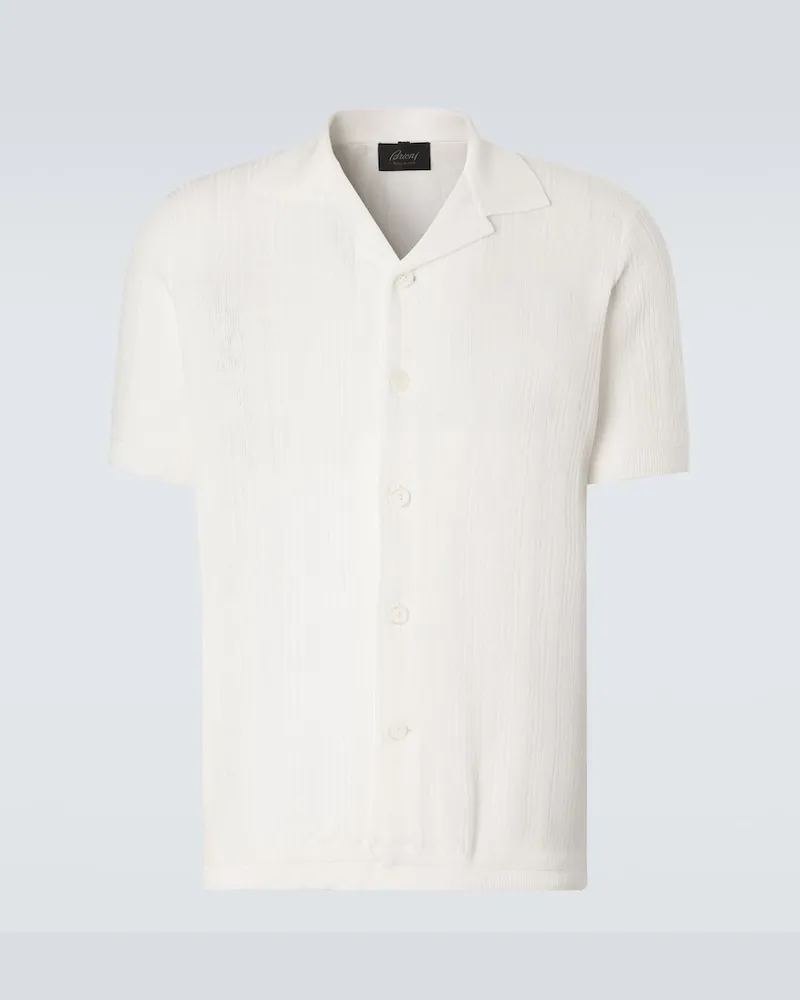 Brioni Hemd aus Leinen, Baumwolle und Seide Weiß