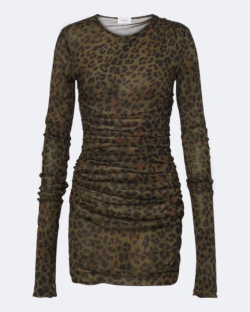 Saint Laurent Minikleid aus Tüll Grün