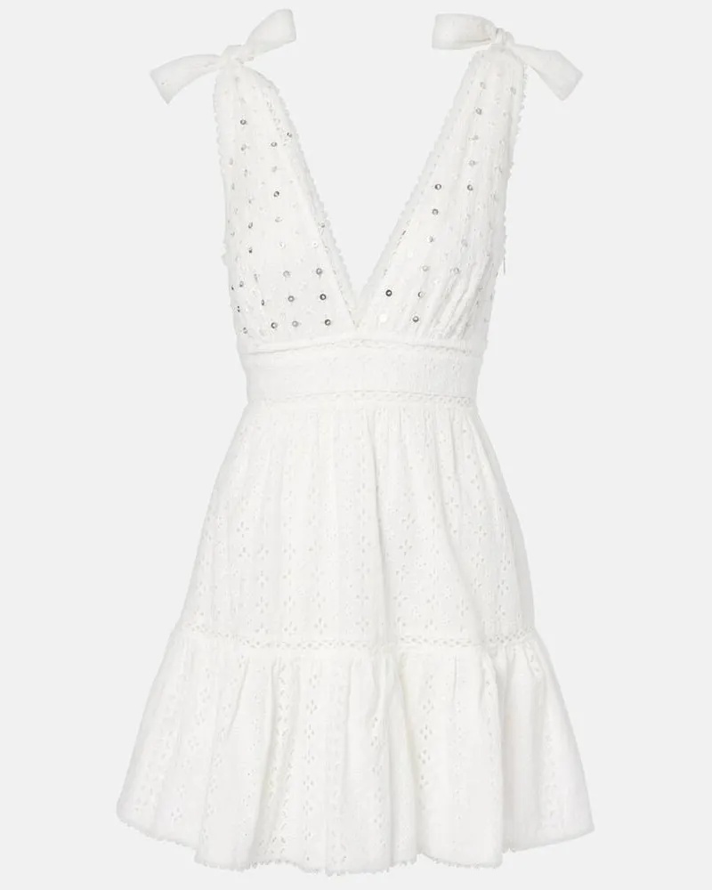 Poupette St Barth Minikleid Cara aus Baumwolle Weiß