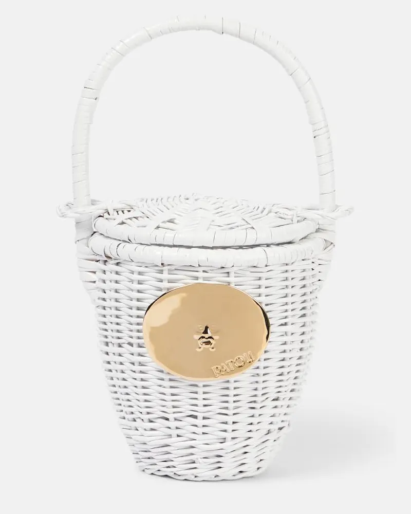 Patou Bucket Bag Iconic aus Rattan Weiß