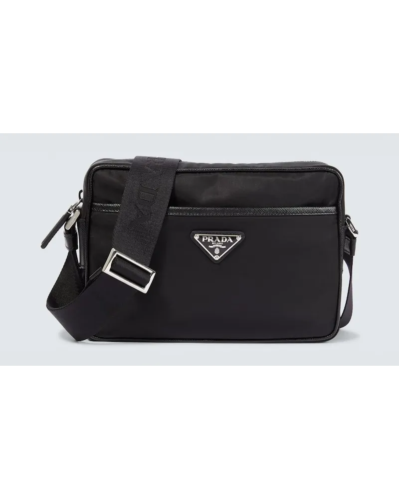 Prada Messenger Bag aus Re-Nylon und Leder Schwarz