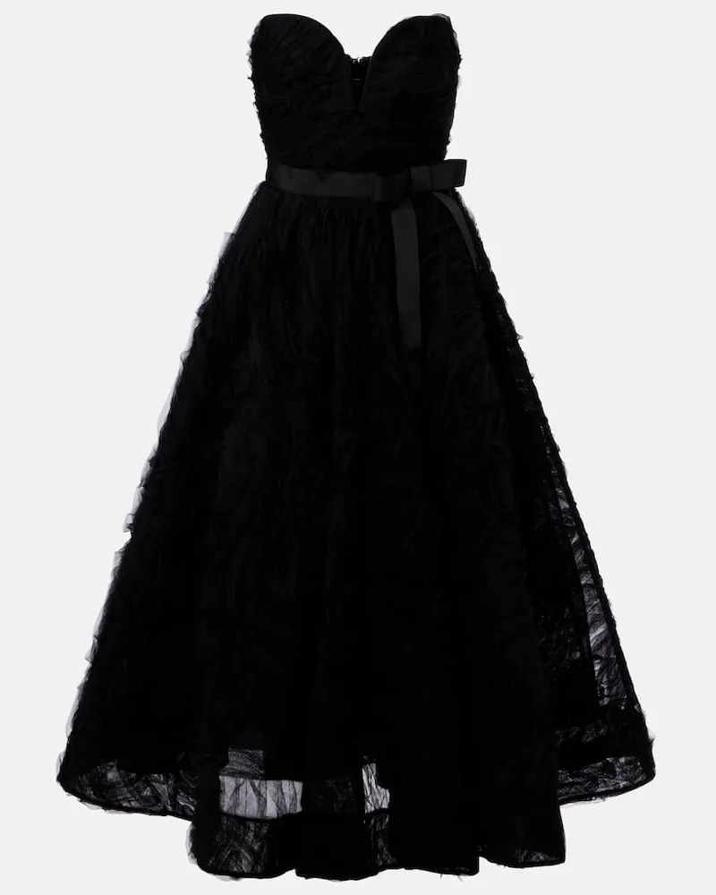 Rebecca Vallance Besticktes Midikleid Willow aus Tüll Schwarz