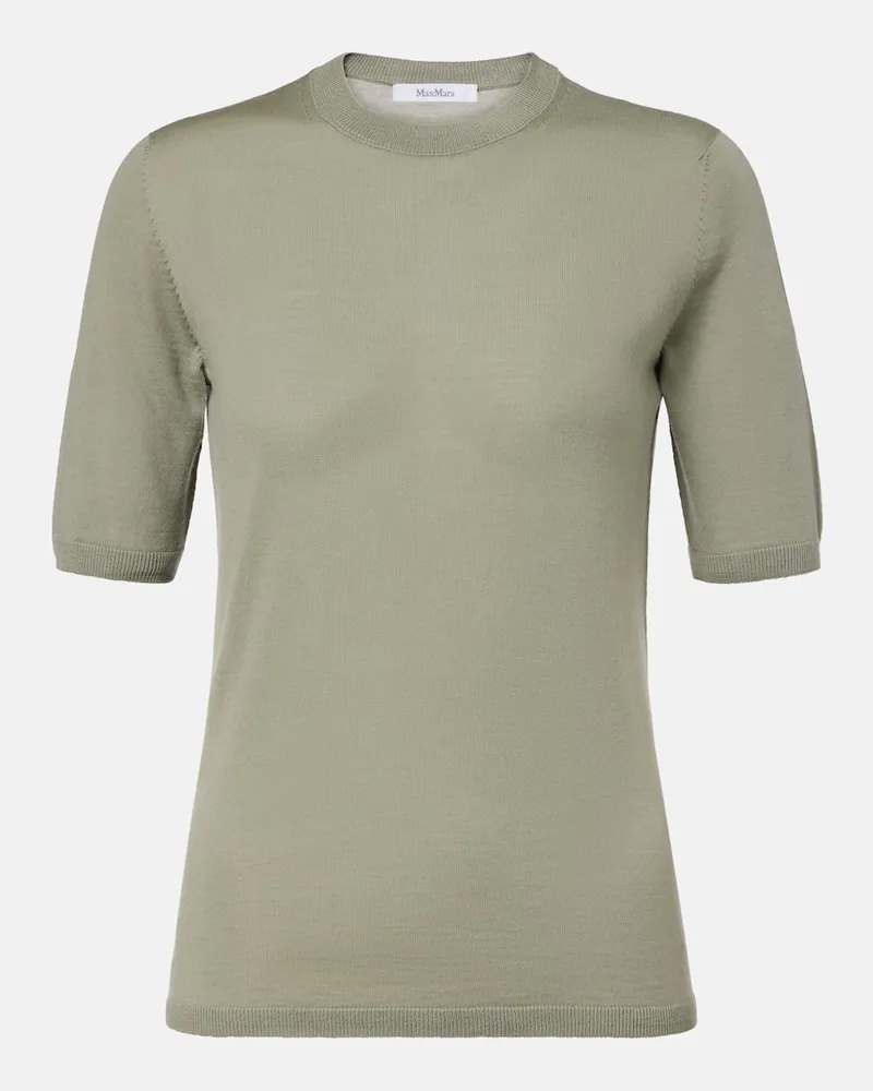 Max Mara Top Gerico aus Schurwolle Grün