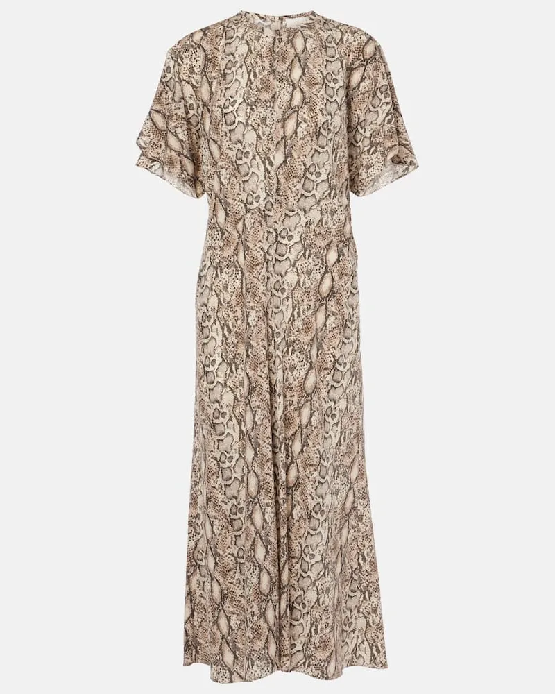 Isabel Marant Midikleid Keany aus einem Seidengemisch Weiß