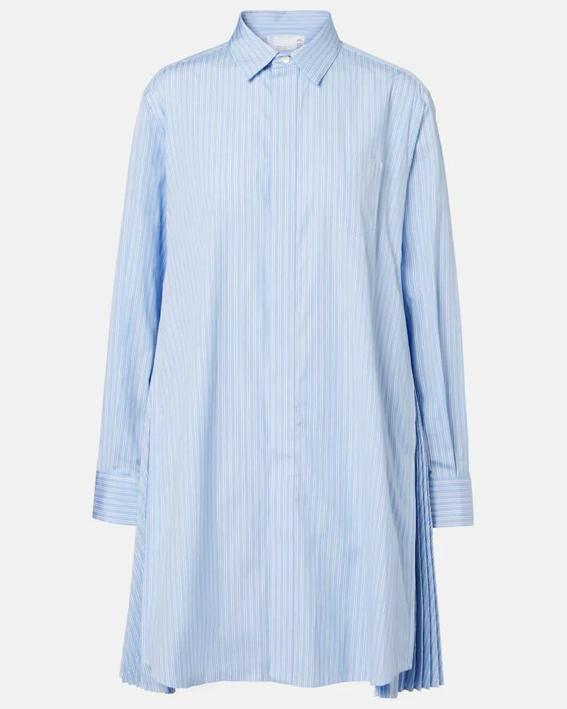 Sacai Hemdblusenkleid aus Baumwollpopeline Blau