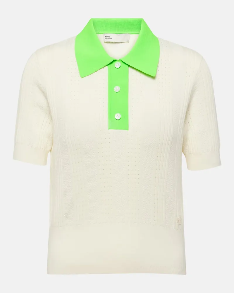 Tory Sport Polohemd aus Pointelle-Strick Weiã