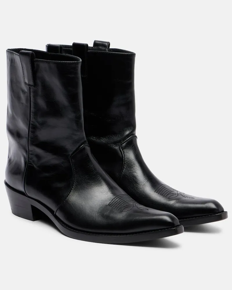 KHAITE Ankle Boots Clive aus Leder Schwarz
